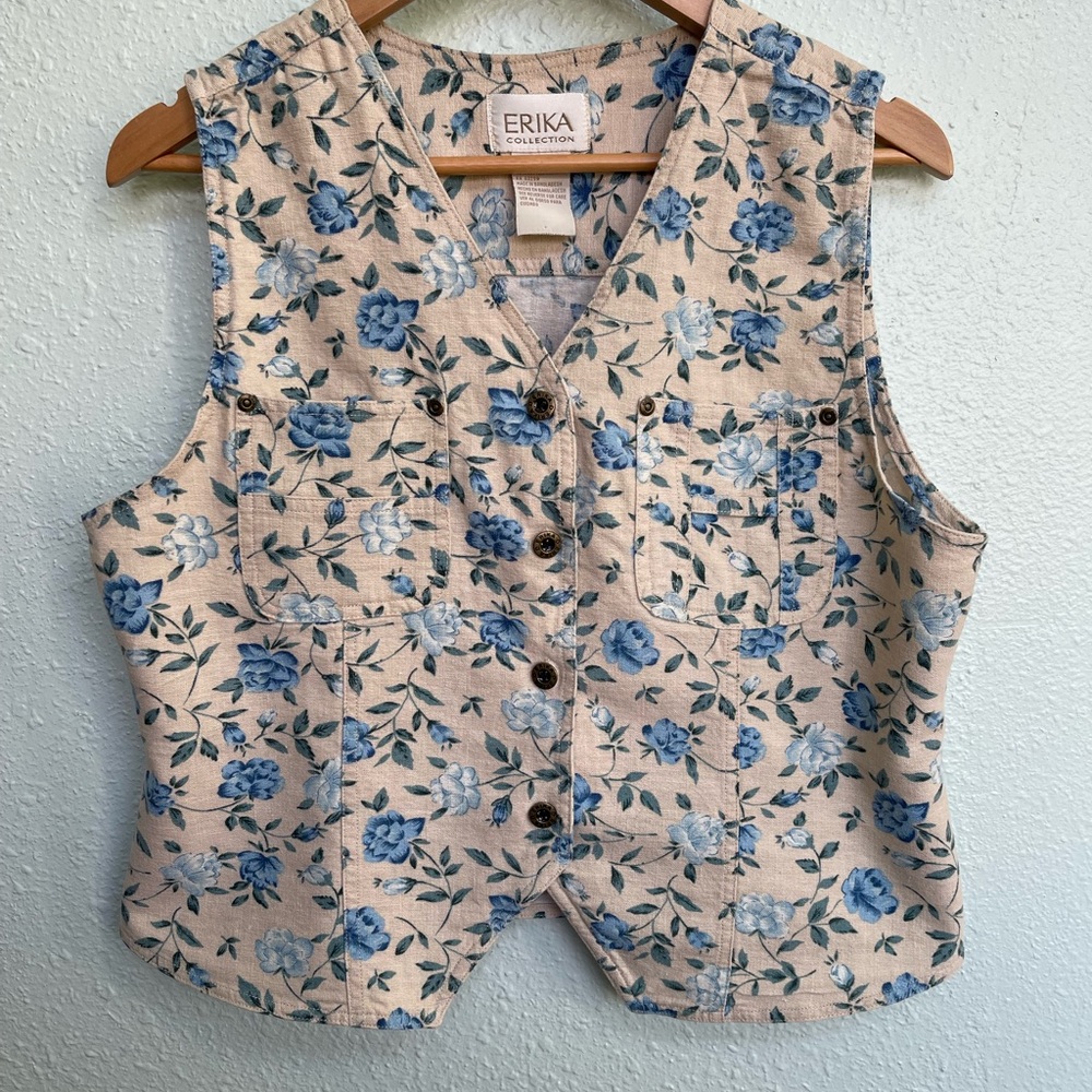 Hera Collection Blue and Cream Floral Vest